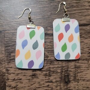 HAND CRAFTED April Showers Raindrop Wooden Earrings